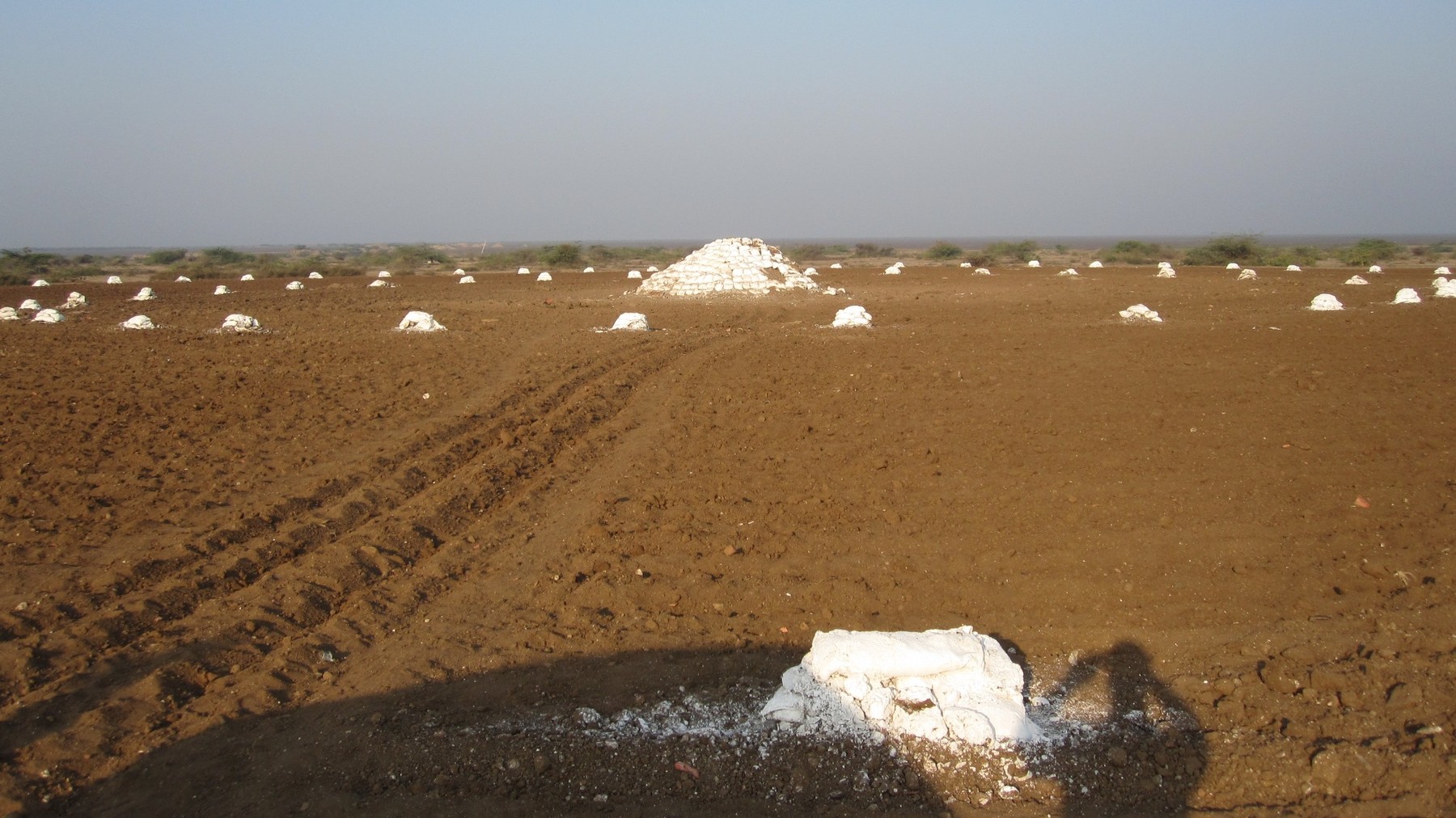 Target array laid out across the range ahead of a live-fire pass